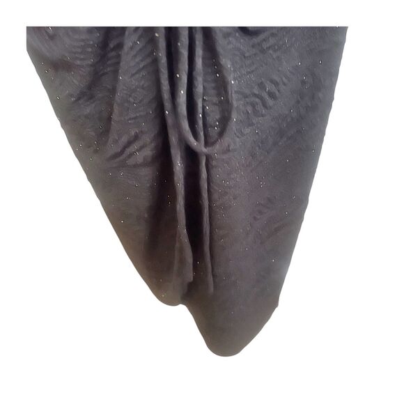 Alfani Faux Wrap Dress Ruched Black Metallic Sparkly Midi Plus Size 16W Holiday - Picture 9 of 15